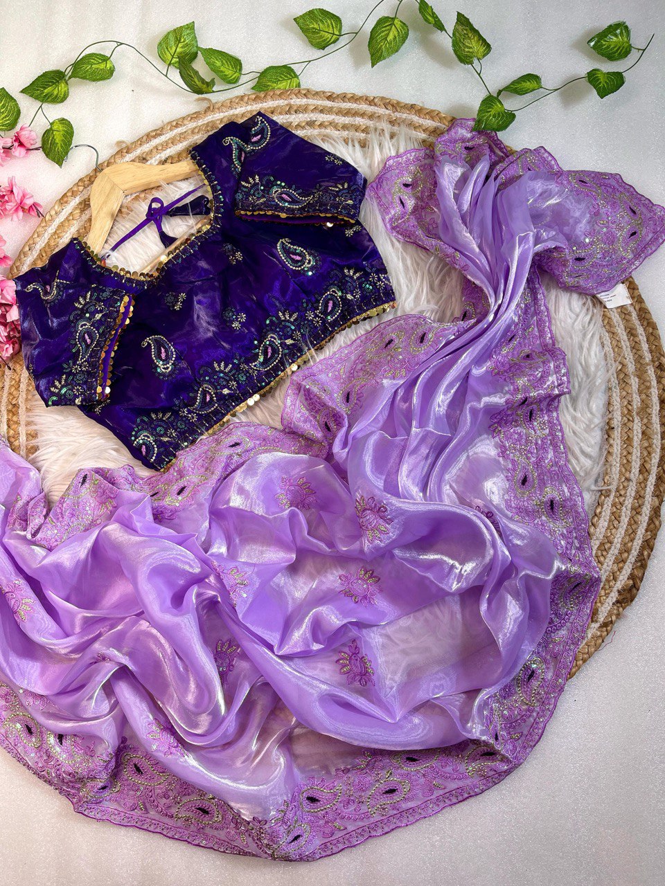 Best Selling Party Wear Jimmy Chu Saree With Stitched Blouse