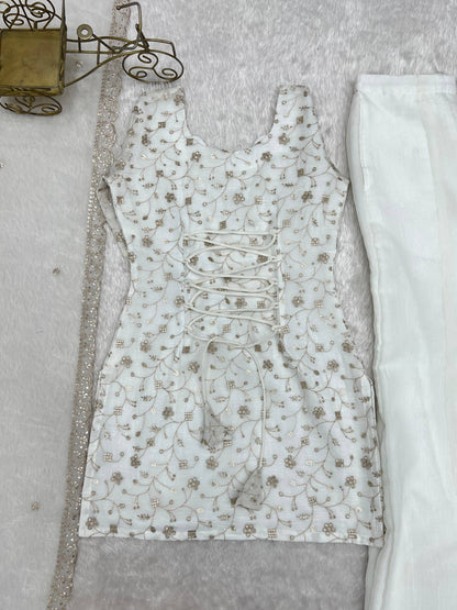 Crunchy Silk Embroidered Bell Bottom Suit Set
