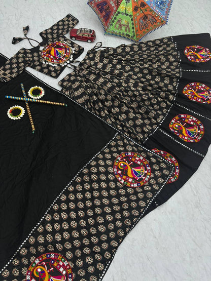 Pure Cotton Gamathi Work With Canvas Patta Lehenga Choli