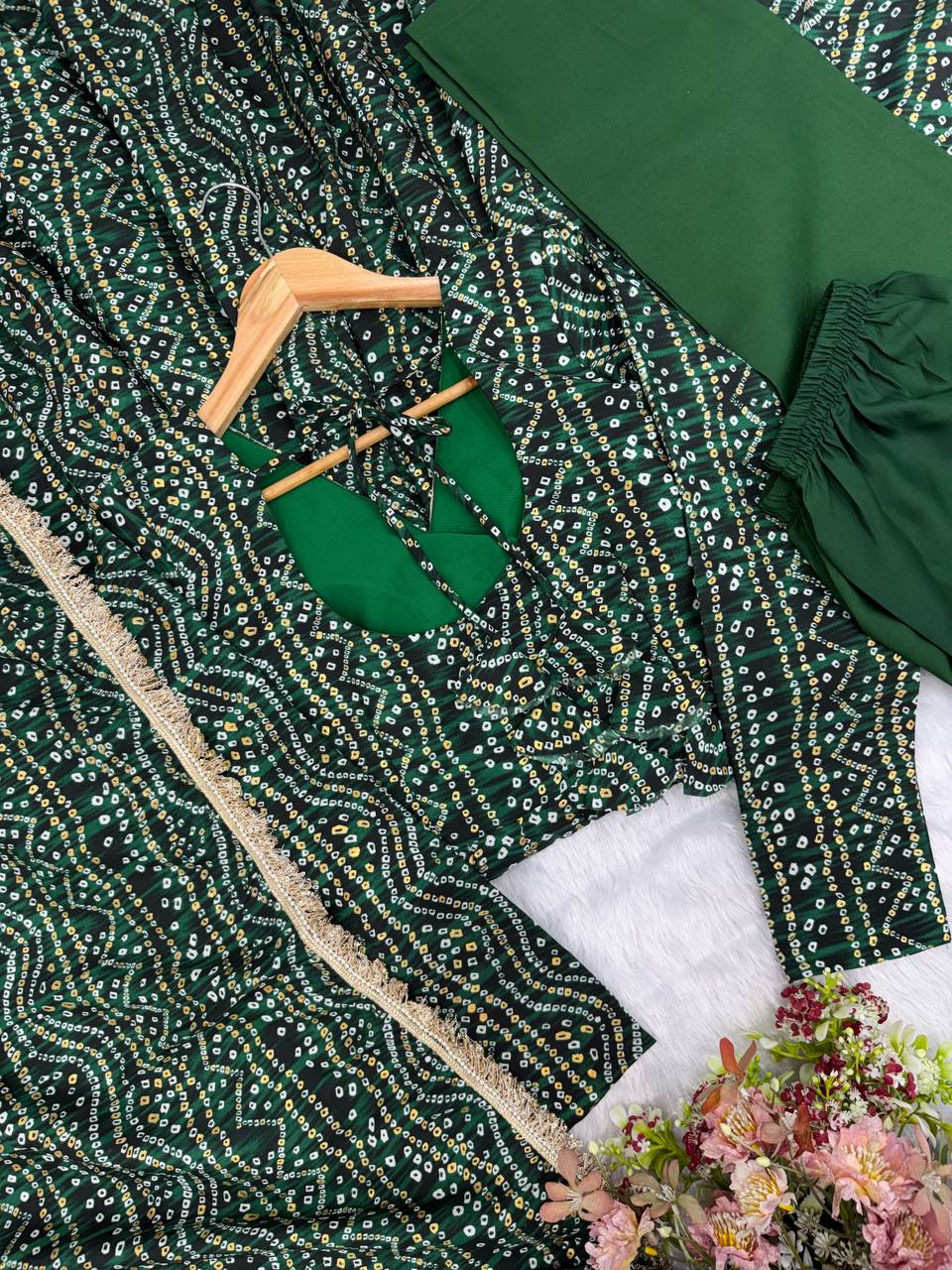 Beautiful Soft Rich Rayon With Mirror Embroidery Work Gown Set