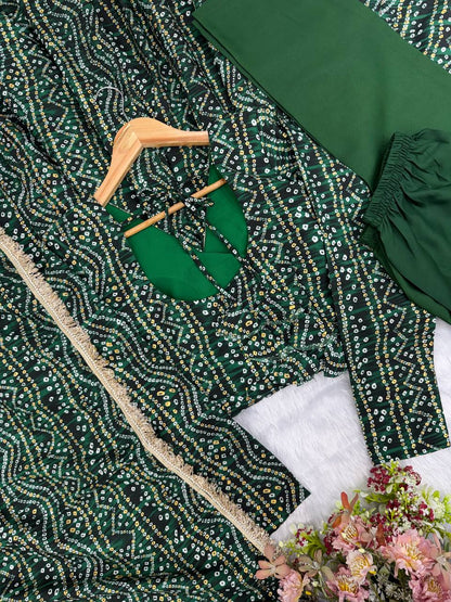 Beautiful Soft Rich Rayon With Mirror Embroidery Work Gown Set