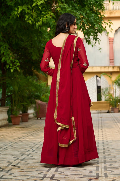 Festival Special Faux Blooming Sequence & Thread Work Gown