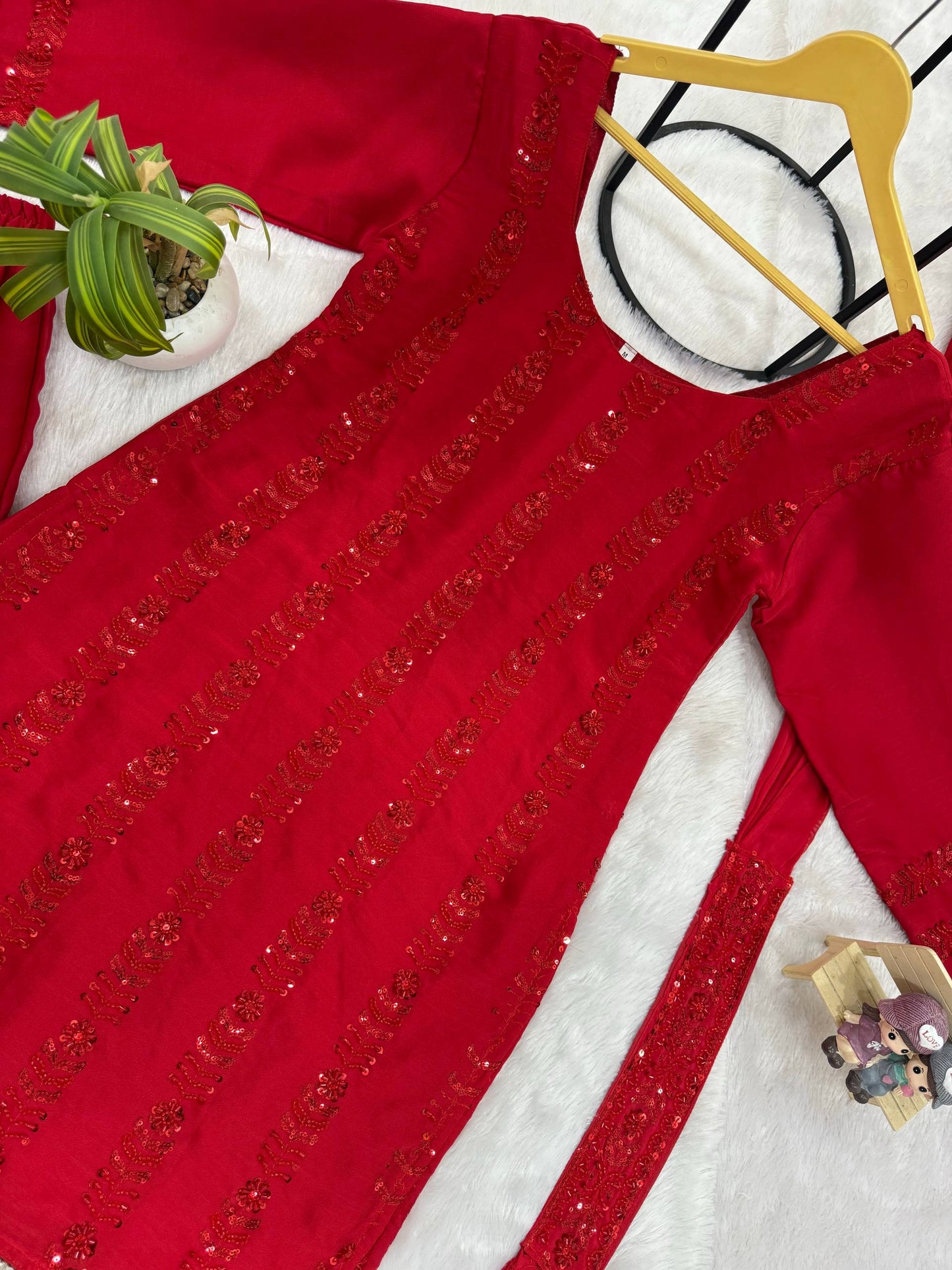 Rangoli Silk Embroidery Work Kurti Pant Set