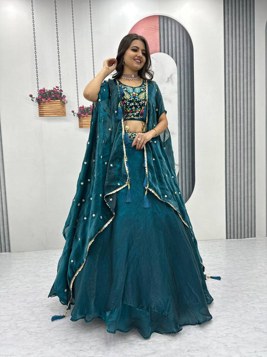Fendy Embroidery Sequence Work Micro Cotton Lehenga Choli