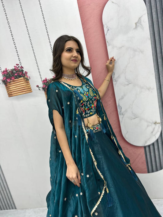 Fendy Embroidery Sequence Work Micro Cotton Lehenga Choli