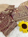Space Satin Thread & Sequins Embroidery Work Saree