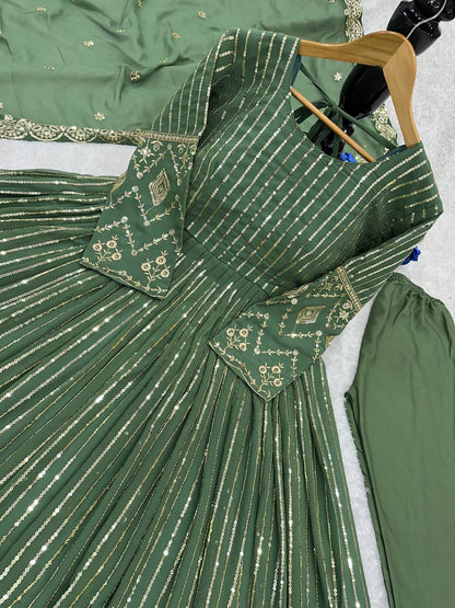 Havy Fox Goargate With Embroidery WOrk With Full Sleeves Micro Cotton Gown