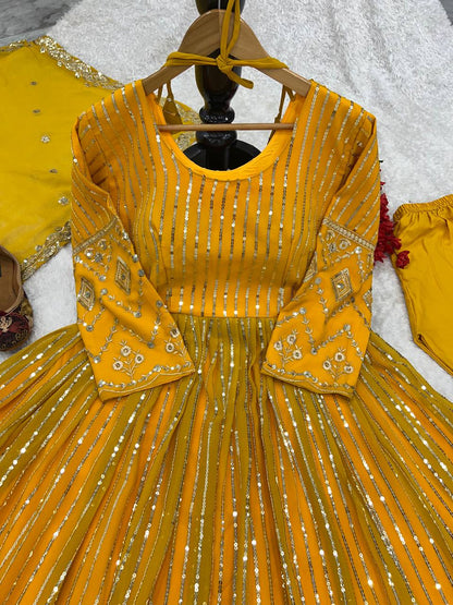 Havy Fox Goargate With Embroidery WOrk With Full Sleeves Micro Cotton Gown