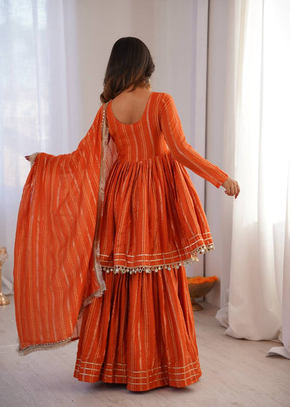 Beautiful Mal Chanderi With Real Mirror Handwork Sharara Suit