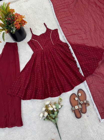 Crunchy Silk Zarkhand Sharara Suit Set