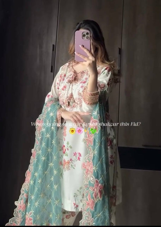 Havy Printed Model SIlk With Embroidery Sequence Work Top Plazzo