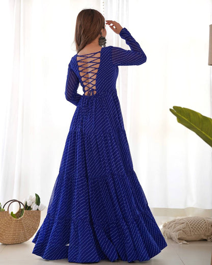 Navratri Special Pure Georgette Leheriya Print Gown