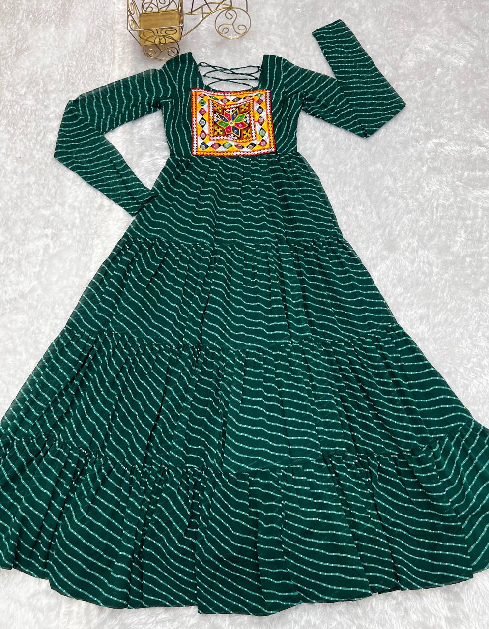 Navratri Special Pure Georgette Leheriya Print Gown