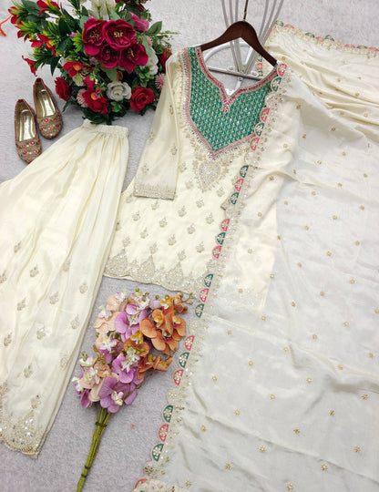 Chinon Silk Embroidery Coding Sequence Work Top Plazzo