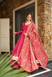 Pink Color Roman Silk Lace Border Top Plazzo