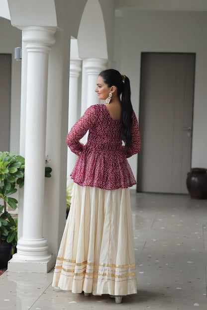 Navratri Special Kora Cotton Attractive Gota Patti Lace Top Lehenga