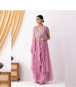 BEAUTIFUL WOMEN'S WEAR TRENDING DHOTI SHRUG SET WITH BEADS SEQUENCE WORK