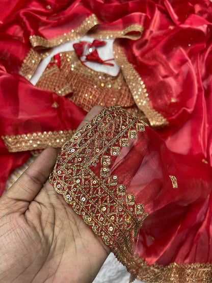 Pure Zimmy Choo Sati And Sequence Zari With Embroidery Work Saree