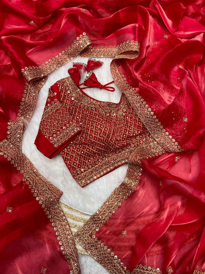 Pure Zimmy Choo Sati And Sequence Zari With Embroidery Work Saree