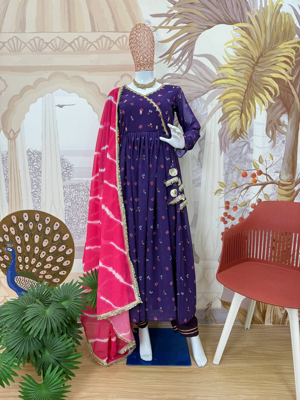 Georgette Fabric With Embroidery Work Gown