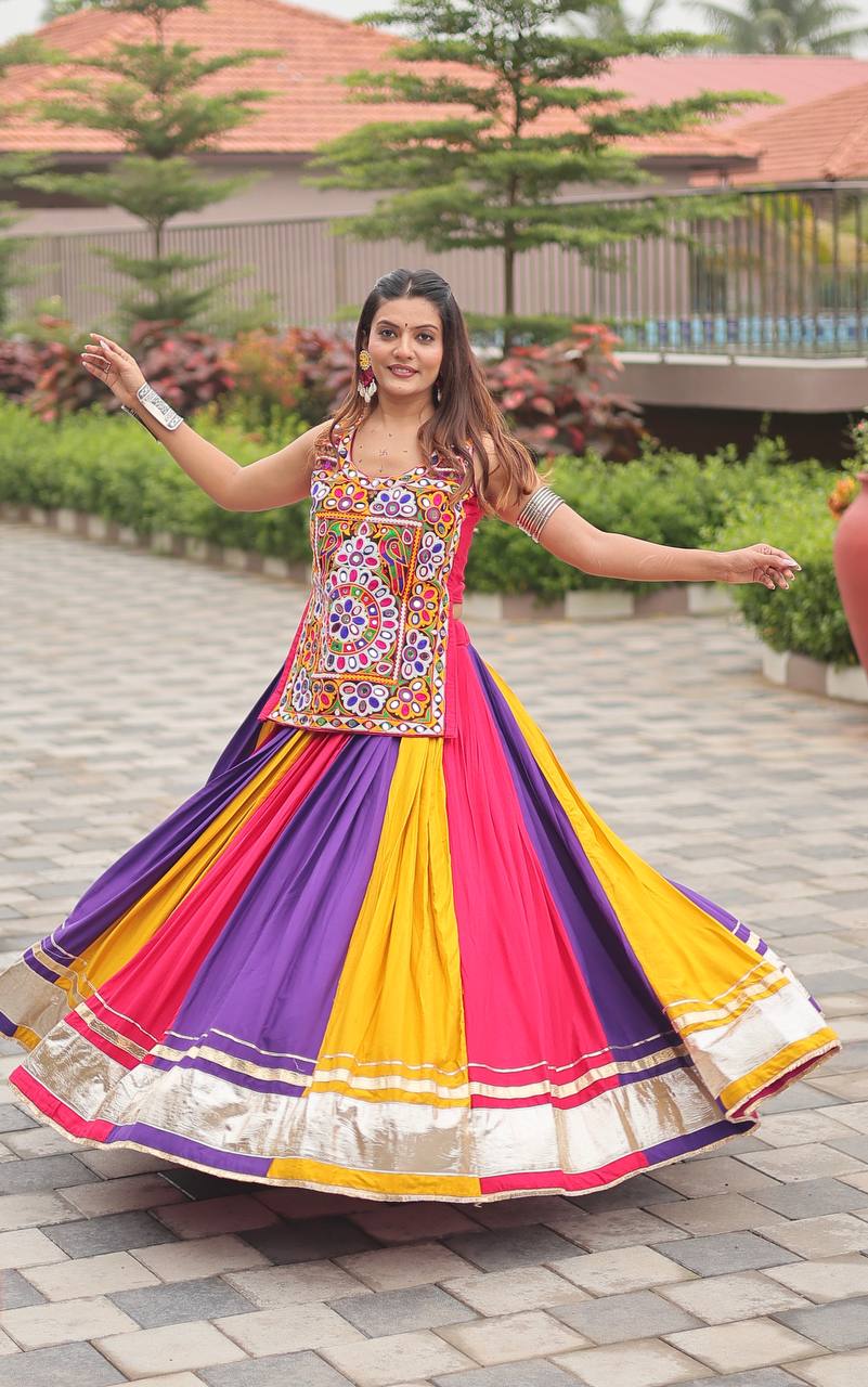 NAVRATRI SPECIAL GAMTHI REAL MIRROR WORK LEHENGA CHOLI