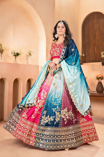 Beautifull Chinon Pedding With Embroidery Design Work Lehenga