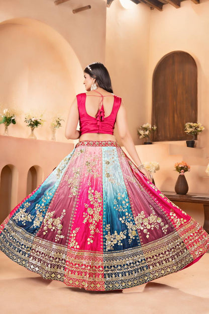 Beautifull Chinon Pedding With Embroidery Design Work Lehenga
