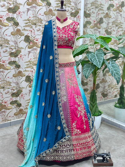 Beautifull Chinon Pedding With Embroidery Design Work Lehenga