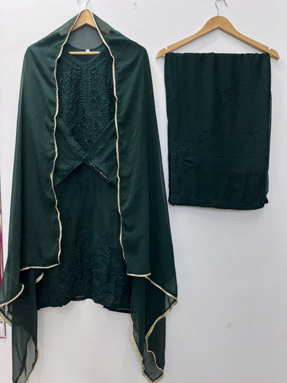 Beautiful Faux Georgette With Rich Embroidery Work Plazzo Suit