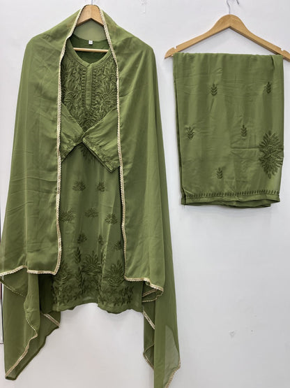 Beautiful Faux Georgette With Rich Embroidery Work Plazzo Suit