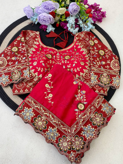 Pure Rangoli Silk Multi Embroidery Cut Work Lace Saree