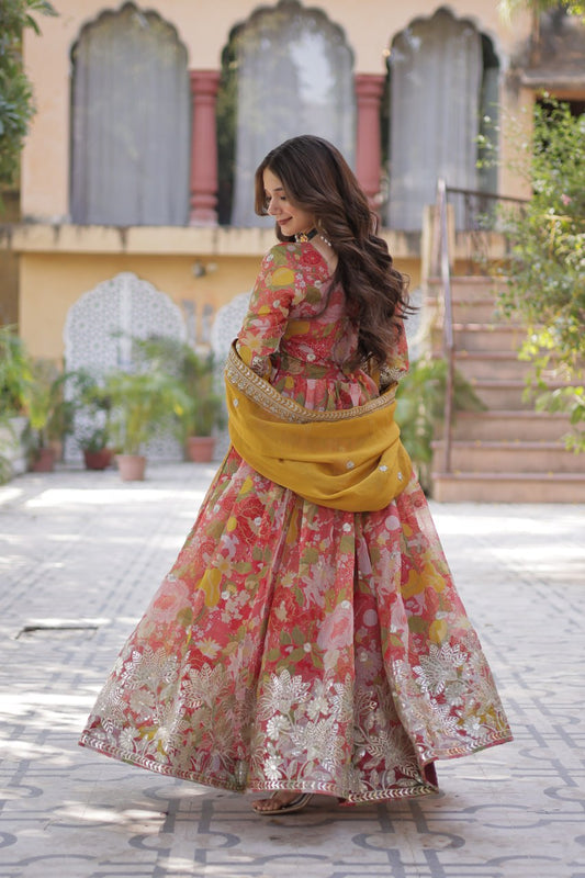 RUSSIAN SILK PREMIUM READYMADE ALIA CUT GOWN WITH DUPATTA SET