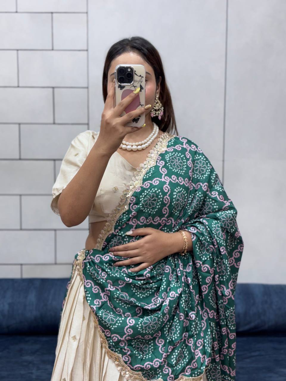 Soft Chinon Silk With Flower Embroidery Design Work Lehenga