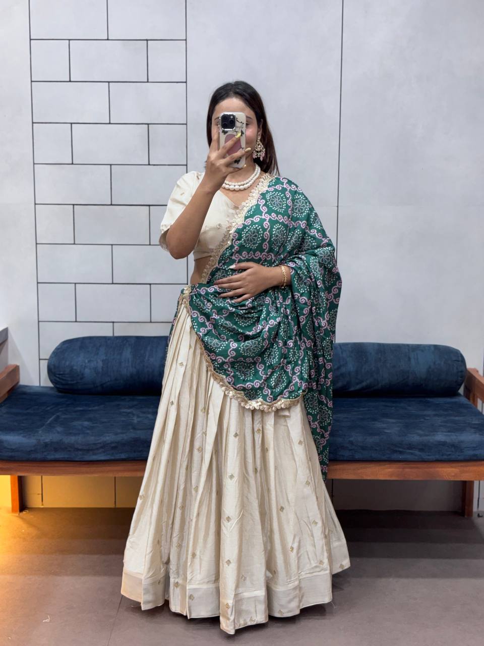 Soft Chinon Silk With Flower Embroidery Design Work Lehenga