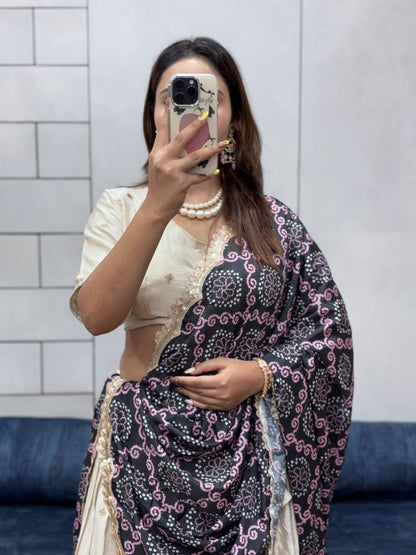 Soft Chinon Silk With Flower Embroidery Design Work Lehenga