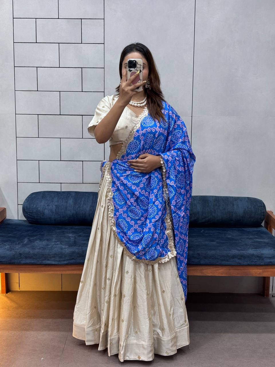 Soft Chinon Silk With Flower Embroidery Design Work Lehenga