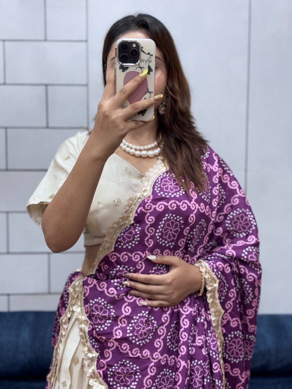 Soft Chinon Silk With Flower Embroidery Design Work Lehenga