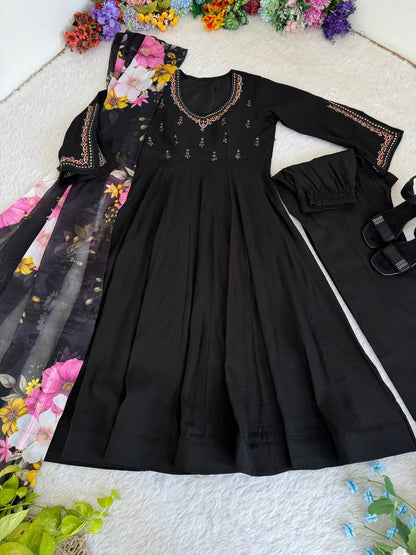 Roman Silk Hand Work Designer Gown